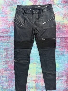 Zara Black Leather Moto Pants - Unbranded
